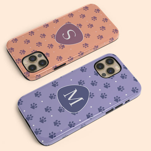 Custom Initials Cat Paws iPhone Case